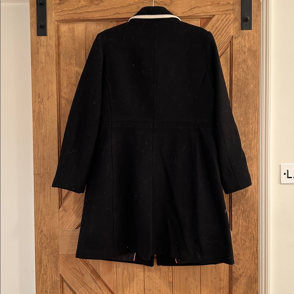 Kate Spade Black Pea Coat with pearl Buttons - Picture 2 of 4